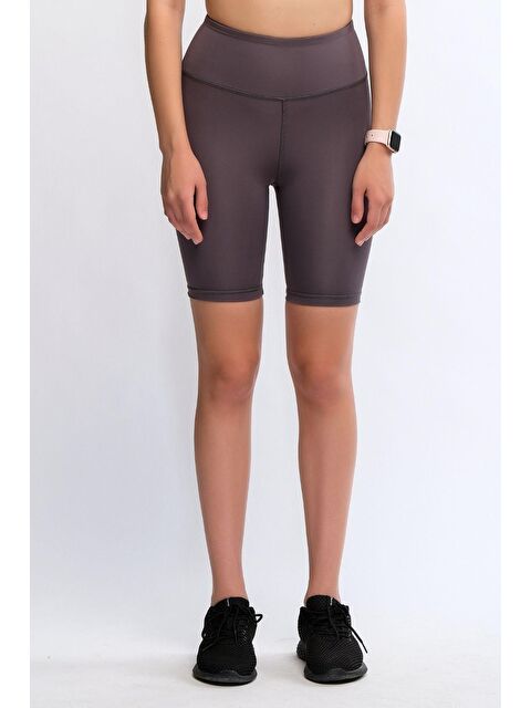 Chandraswear Antrasit Kadın Yüksek Bel Soft Touch Biker Kısa Şort Spor Tayt - Pageda - S000028998-29666