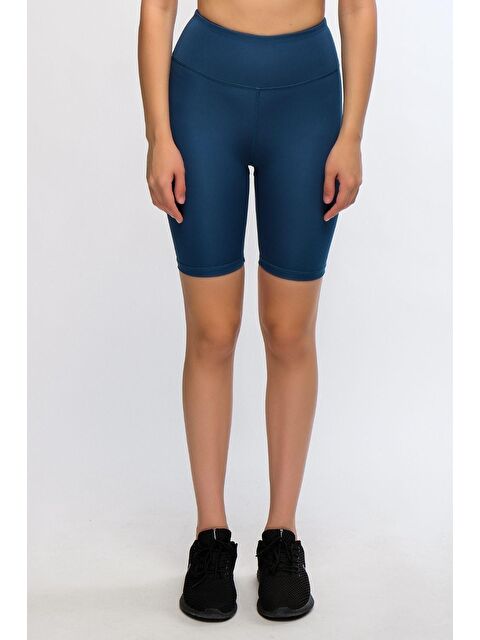 Chandraswear Petrol Kadın Yüksek Bel Soft Touch Biker Kısa Şort Spor Tayt - Pageda - S000028998-20019