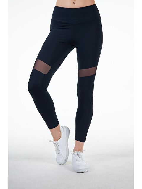 Chandraswear Siyah Kadın Yüksek Bel Soft Touch File Detaylı Tayt - Gloria - S000029001-19351