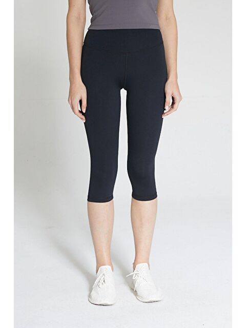 Chandraswear Siyah Kadın Yüksek Bel Soft Touch Kapri Diz Altı Tayt - Fiona - S000029002-19351