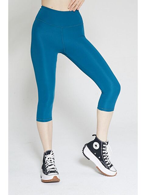 Chandraswear Mavi Kadın Yüksek Bel Soft Touch Kapri Diz Altı Tayt - Fiona - S000029002-17234