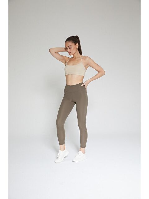 Chandraswear Haki Kadın Yüksek Bel Bilek Hizasında Tayt - Herma - S000029003-18547