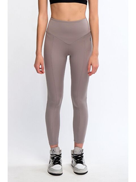 Chandraswear Gri Kadın Yüksek Bel Toparlayıcı Spor Tayt - Velong - S000029004-20600