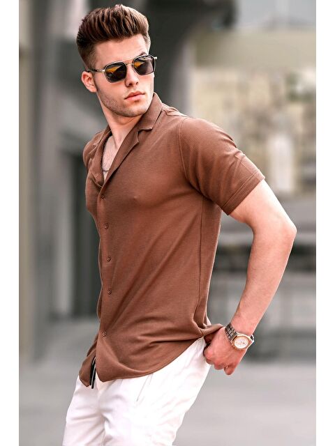 Madmext Erkek Kahverengi Kısa Kollu Gömlek 5500 - S000039733-19413