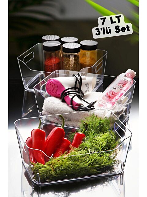 Nandy Home 7 Lt Clear Buzdolabı & Dolap İçi Düzenleyici Organizer 3 Adet 30,5x21,5x12,5 Cm - S000012427-26865