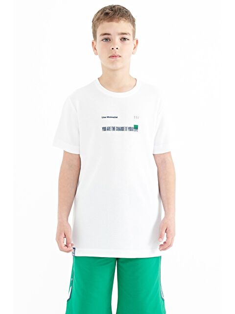 Tommylife Beyaz Baskı Detaylı O Yaka Standart Kalıp Erkek  Çocuk Tişört - 11117 - S000031027-20063