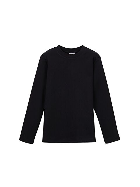 Lovetti Siyah Unısex Sıfır Yaka Uzun Kol Tişört - S000053941-19351