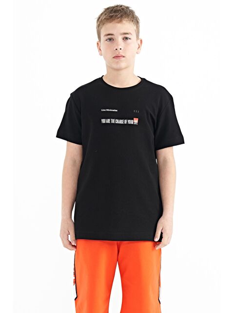 Tommylife Siyah Baskı Detaylı O Yaka Standart Kalıp Erkek  Çocuk Tişört - 11117 - S000031027-19351