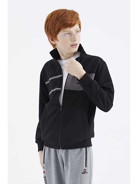Tommylife Siyah Dik Yaka Erkek Çocuk Sweatshirt - 11183 - S000192611-19351
