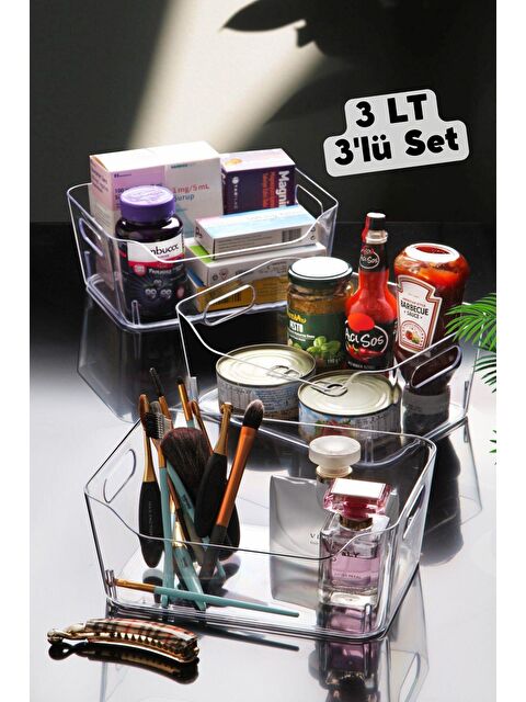 Nandy Home 3 Lt Clear Buzdolabı & Dolap İçi Düzenleyici Organizer 3 Adet 23x16x9,5 Cm - S000012435-26865