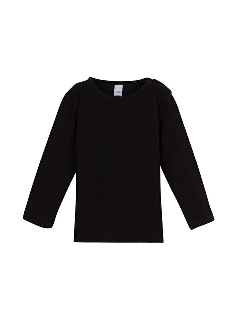 Lovetti Siyah Basic Kışlık Çıtçıtlı Uzun Kollu Bebek Tişört - S000053859-19351