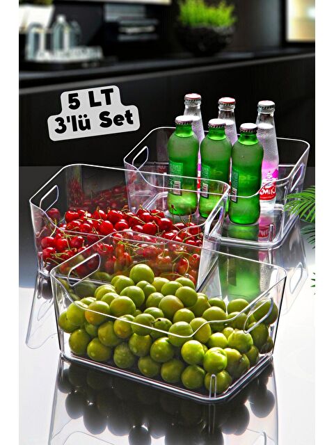 Nandy Home 5 Lt Clear Buzdolabı & Dolap İçi Düzenleyici Organizer 3 Adet 27x19x11,5 Cm - S000012440-26865
