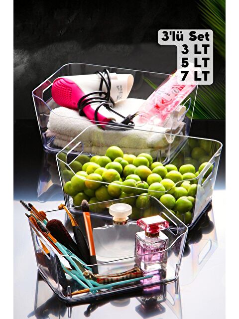 Nandy Home 3'lü Set Lt Clear Buzdolabı & Dolap İçi Düzenleyici Organizer - S000012450-26865