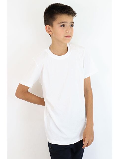 Breeze Erkek Çocuk Tişört Basic Ekru (4-14 Yaş) - S000377901-19965