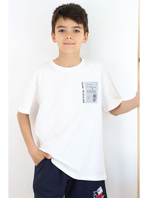 Breeze Erkek Çocuk Tişört Webi Keşfet Temalı Ekru (9-14 Yaş) - S000355894-19965