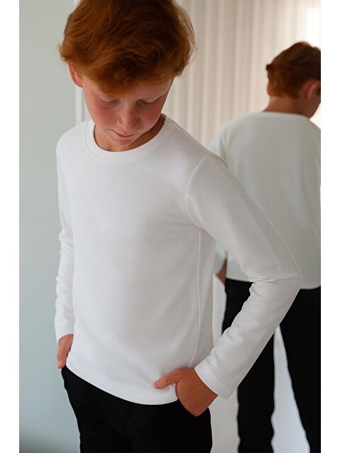 Breeze Erkek Çocuk Uzun Kollu Tişört Basic Krem (10 Yaş) - S000332614-19966