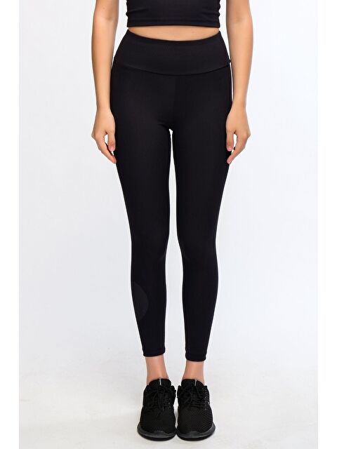 Chandraswear Siyah Kadın Yüksek Bel Toparlayıcı Fitilli Push Up Spor Tayt - Maren - S000029005-19351