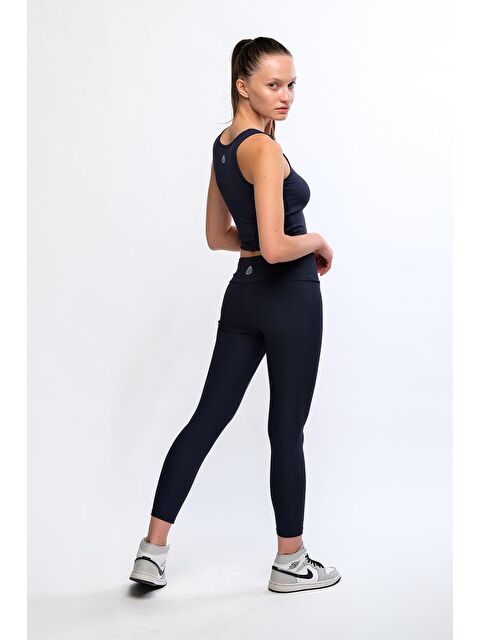 Chandraswear Lacivert Kadın Yüksek Bel Toparlayıcı Fitilli Push Up Spor Tayt - Maren - S000029005-21164