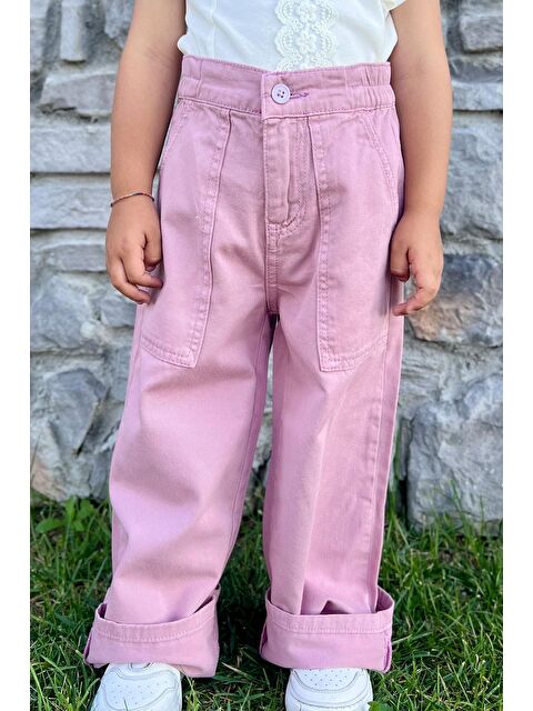 Breeze Kız Çocuk Gabardin Pantolon Geniş Paça Beli Lastikli Gülkurusu (5-8 Yaş) - S000401062-20028