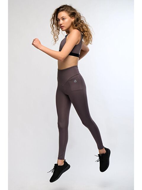 Chandraswear Antrasit Kadın Yüksek Bel Toparlayıcı Spor Tayt - Velong - S000029004-29666