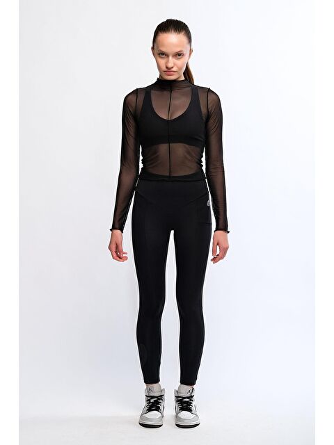 Chandraswear Siyah Kadın Yüksek Bel Toparlayıcı Spor Tayt - Velong - S000029004-19351