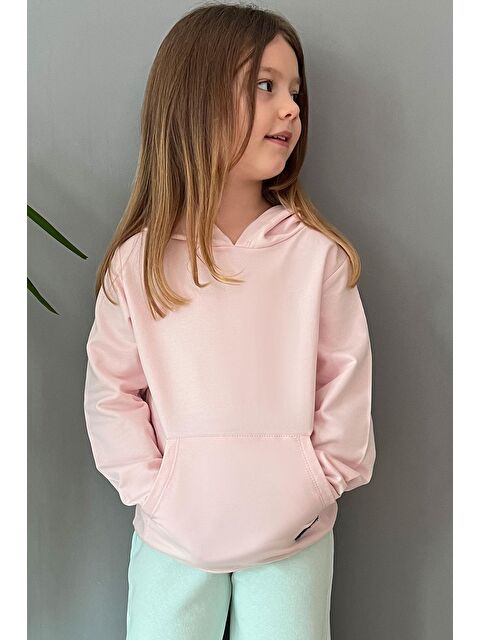 Breeze Kız Çocuk Sweatshirt Kanguru Cepli Armalı Pembe (4-8 Yaş) - S000491426-20024