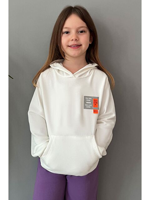 Breeze Kız Çocuk Sweatshirt Kapüşonlu Arma Detaylı Ekru (4-8 Yaş) - S000491418-19965