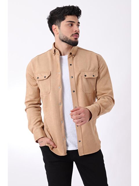 Stilkombin Çift Cep Kapaklı Mevsimlik Süet Erkek Gömlek XC U16463 - S000114472-25636