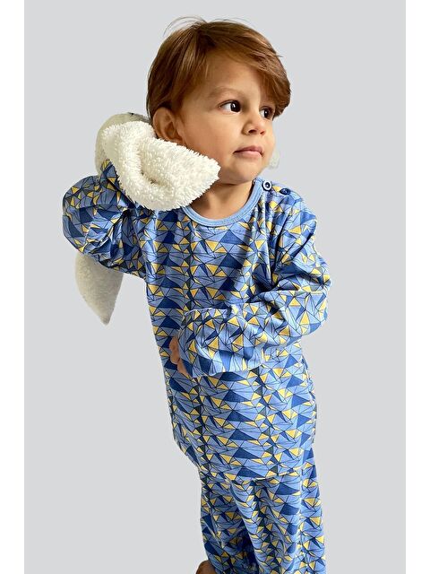 Breeze Erkek Bebek Pijama Takımı Renk Üçgeni Açık Mavi (9 Ay-3 Yaş) - S000466914-17437