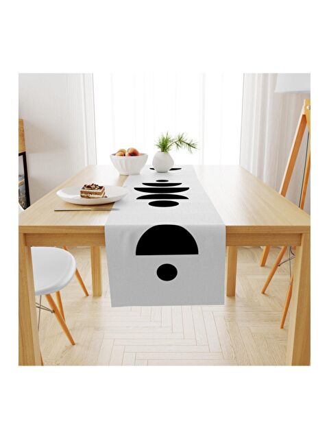 Evmila Kadife Dokuma Özel Tasarım Soyut Desenli Runner 40x140 cm - S000088852-23173