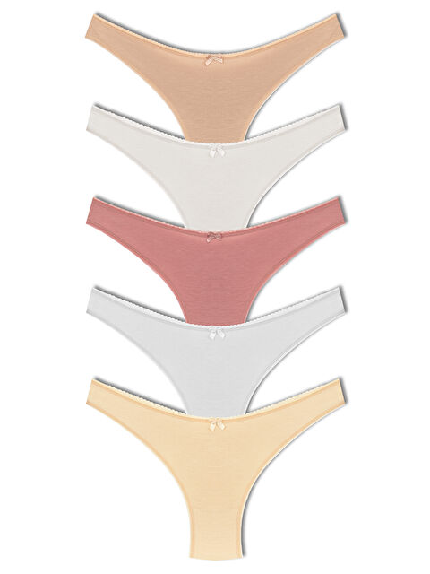 Hnx Pamuklu Yüksek Bel Brazil Kadın Külot 5'li - S000125564-37530