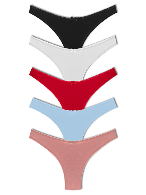 Hnx Pamuklu Yüksek Bel Brazil Kadın Külot 5'li - S000125564-37573