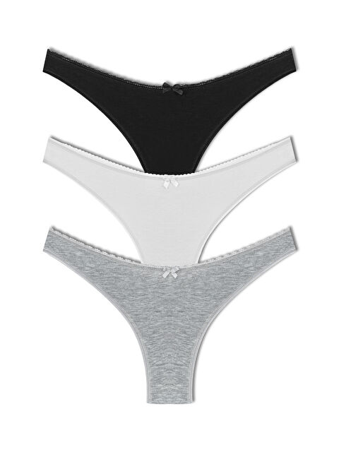 Hnx Pamuklu Yüksek Bel Brazil Kadın Külot 3'lü - S000125565-37610