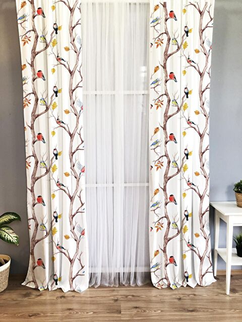 Evmila Kuş Desenli Çocuk Ve Bebek Odası TEK KANAT Fon Perde - S000061443-23173