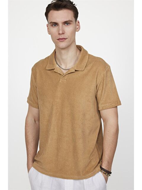 TUDORS Erkek Polo Yaka Slim Fit Terrycloth Havlu Kumaş  Tişört