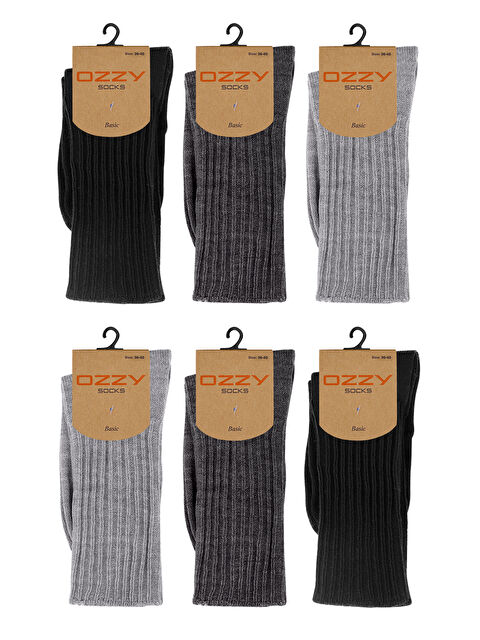 Ozzy Socks 6 Çift Kışlık Kadın Yünlü Uyku Çorabı Soft Touch - S000126317-2595