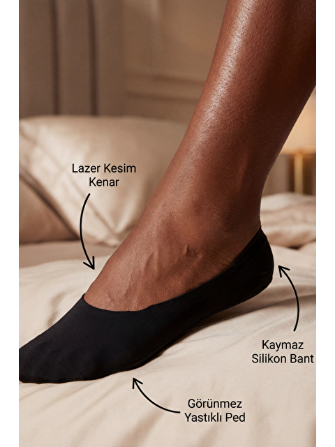 Katia And Bony Kadın Tabanı Pedli Lazer Kesim Görünmez Çorap Siyah - S000397498-19351