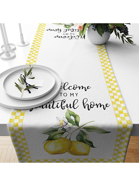 Evmila Limon desenli baskılı 40x140 cm runner 40x140 cm - S000015730-20072