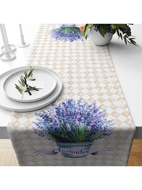 Evmila Lavanta desenli baskılı 40x140 cm runner 40x140 cm - S000015731-20042