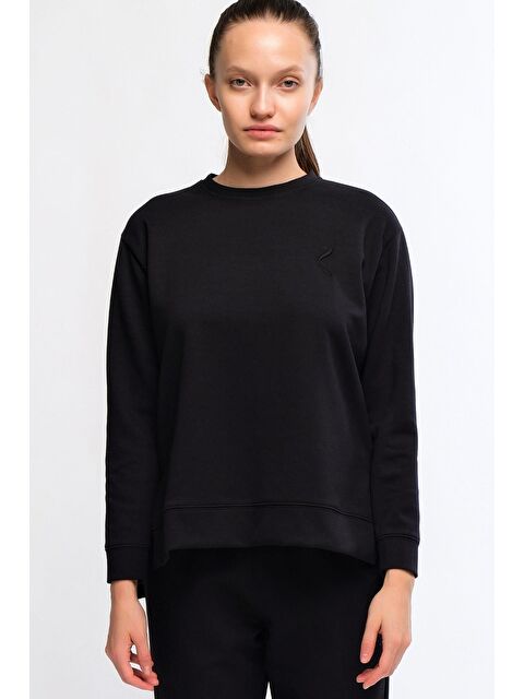Chandraswear Siyah Kadın Yırtmaç Detaylı Sweatshirt - Frey - S000029019-19351