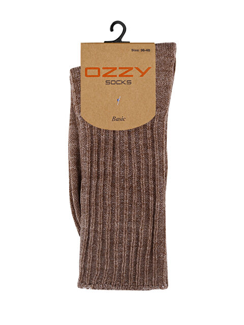 Ozzy Socks Kışlık Kadın Yünlü Kahve Renk Uyku Çorabı Soft Touch - S000138881-19413