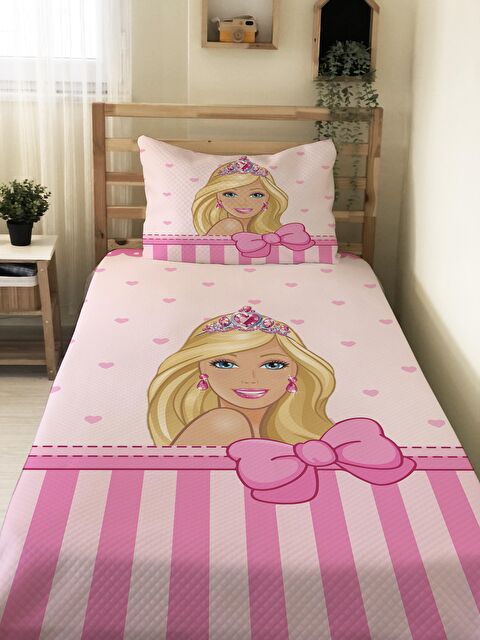 Evmila Prenses Kız Desenli Bebek Ve Çocuk Baskılı Tek Kişilik Pike Takımı - S000029949-23173