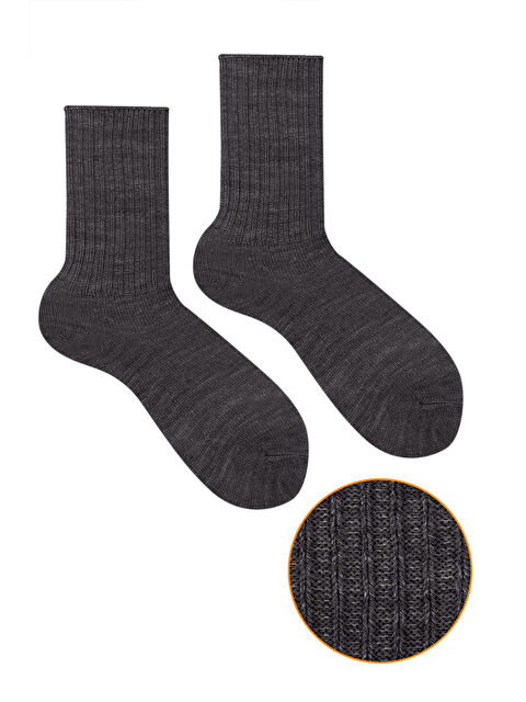Ozzy Socks Kışlık Kadın Yünlü Antrasit Renk Uyku Çorabı Soft Touch