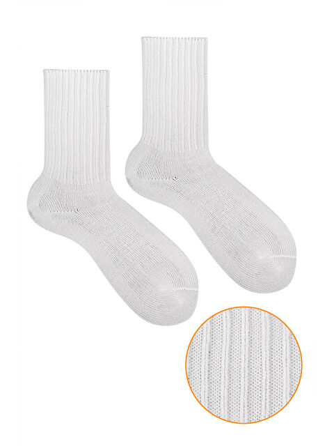 Ozzy Socks Kışlık Kadın Yünlü Ekru Renk Uyku Çorabı Soft Touch