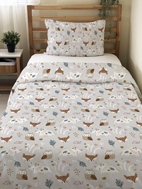 Evmila Bohem hayvan desen tarzı çift taraf baskılı tek kişilik/çocuk nevresim seti  160x220 cm - S000015736-23173