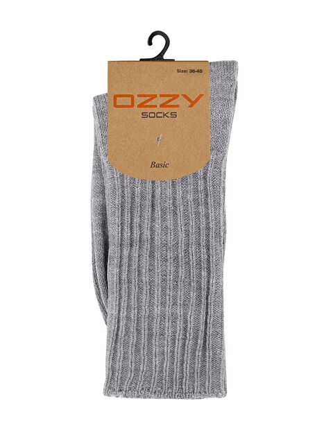 Ozzy Socks Kışlık Kadın Yünlü Gri Renk Uyku Çorabı Soft Touch - S000138881-20600