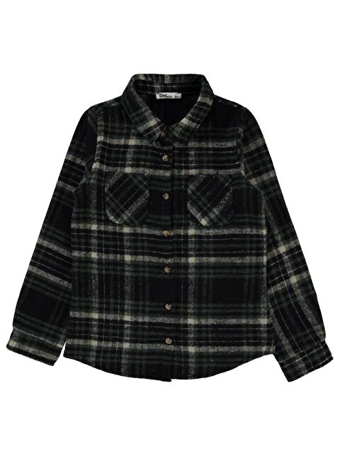 Civil Girls Yakalı Çift Cepli 10-13 Yaş Gömlek - Yeşil 10-11 Yaş - S000283856-18194