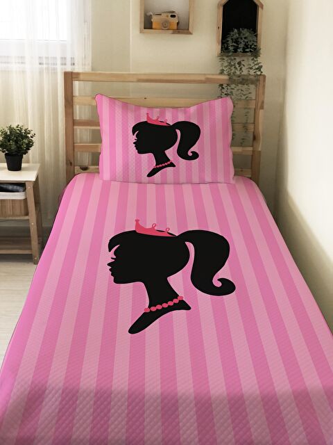 Evmila Prenses Kız Desenli Bebek Ve Çocuk Baskılı Tek Kişilik Pike Takımı - S000029959-23173