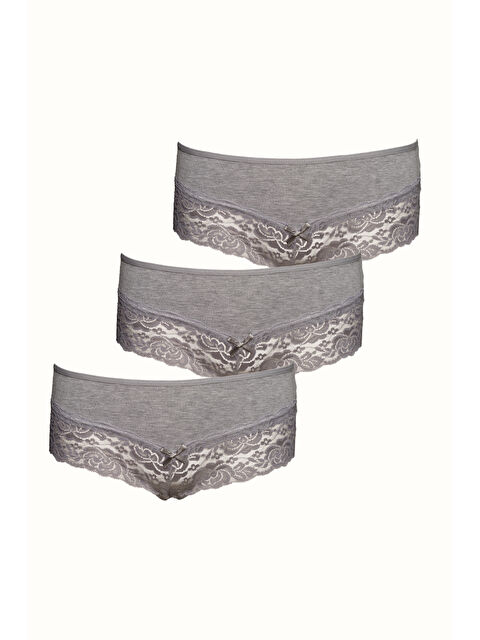 C&City 3 lü Paket Dantelli Külot 540 Gri - S000223022-20600