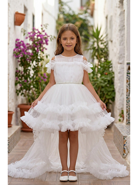 Pina Kids Kız Çocuk Kat Kat Tüllü Kuyruklu Prenses Elbise